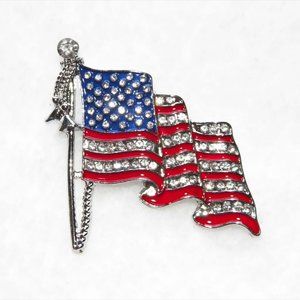 **HOST PICK** American Flag Brooch Pin Rhinestone USA 250th